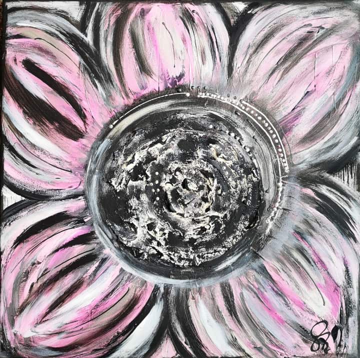 obraz_zlatica_vinsova_malba_kvet-ruzovy-cierny